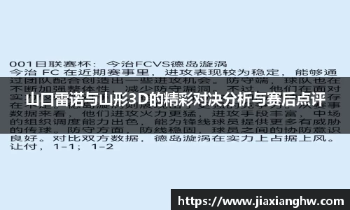 山口雷诺与山形3D的精彩对决分析与赛后点评